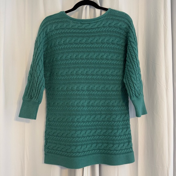 Banana Republic Cable Knit Tunic Sweater Green Dolman Sleeve Women’s Large - Picture 3 of 8